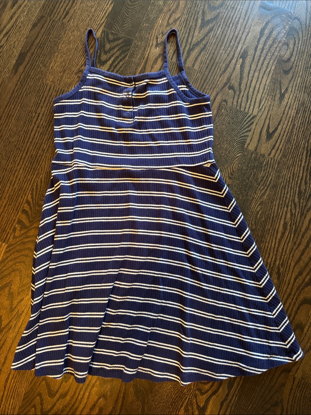 Hanna Andersson Navy & White Striped Ribbed Sundress